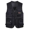 Colete Gilet Masculino de Meia-idade para Primavera e Outono com Decote V, Múltiplos Bolsos, Sem Mangas, Roupa de Pai, Fotografia ao Ar Livre, Colete de Pesca