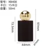 Frasco de Perfume Hexagonal em Estoque 50ml Garrafa de Vidro Vazia com Tampa de Bola de Veludo Cabeça Spray Frasco Recarregável de Perfume Atacado