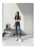 Jeans Cigarrillo Negros para Mujer, Corte Holgado, Tiro Alto, Elásticos, Adelgazantes, Petite, Pantalones Rectos Cropped, Invierno 2025
