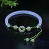 Meia Pulseira de Ágata Natural com Contas Antigas Qingshui de Jade Hetian Fivela Ping An Acessórios Pulseira Tecida à Mão para Homens e Mulheres