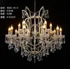 Nuevo candelabro de hierro forjado electroplateado estilo europeo con cristales para salones de bodas, accesorios de boda, cadena de cuentas, candelabro para vestíbulo de hotel
