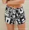 Calça de Pijama Xadrez Elástica Casual para Casa de Senhoras Europeias e Americanas Shorts de Tecido com Estampa Geográfica de Verão para Mulheres