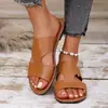Zapatillas Planas Cruzadas Europeas y Americanas para Mujer 2025 Sencillas de Una Tira Casual Comercio Exterior Tallas Grandes Venta al por Mayor Pura Tallas Grandes