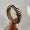 Joyas Lingge Pulsera ancha de madera de color sólido redonda estilo retro europeo y americano Pulsera apilable estilo étnico bohemio
