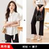 Camisa Negra de Manga Corta para Mujer 2023 Verano Nueva Moda Versátil Camisa Profesional Elegante Ajustada a la Cintura Camisa de Gasa