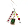 Colgante Estilo Coreano Ins Temática Navideña, Llavero Tejido con Cuentas Florales de Manzana, Etiqueta Cuadrada de Árbol de Navidad, Colgante para Bolso