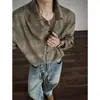 Camisa de manga larga con cuello, estilo retro americano tie-dye para hombre, primavera y otoño, de alta gama, elegante y casual, corte holgado, adecuada como capa interior o exterior