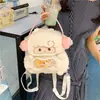 Nuevos Auriculares Lindos de Dibujos Animados Mochila de Peluche Mapache Bolso de Hombro Peludo Niña Gato Niña Dulce Bolso Cruzado Pequeño