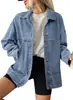 Jaqueta Jeans Feminina Europeia e Americana Nova para Exportação Amazon Temu Moda Jeans Versátil Solta para Primavera e Outono