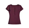 Verano 2026 Nuevo Estilo Chica Picante Americana Color Sólido Adelgazante Ajustado Ropa Interior Camiseta de Manga Corta con Botones Cuello Redondo Mujer