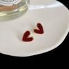 Pendientes de botón con forma de gota de aceite, bonitos y dulces, estilo retro, con forma de corazón de melocotón blanco, para mujer, de alta calidad y combinables, al por mayor