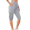 Pantalones de Yoga Deportivos de Manga Corta Ajustados de Cintura Alta con Cordón y Bolsillos Múltiples, Estilo Europeo y Americano Transfronterizo para el Verano 2024, Moda