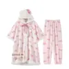 Pijama de flanela coral para mulheres outono e inverno novo estilo vermelho online calça camisola de pelúcia quente espessa traje de casa de alta qualidade