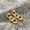 Aretes largos de cadena gruesa retro de moda europea y americana, acero de titanio, simples, versátiles, chapados en oro, aretes dorados con personalidad ins