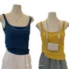 Design de Verão Senso de Desejo Puro Almofadas de Sutiã Fixas Alças Duplas Top Regata Camisola Roupa Externa Feminina Design Ajustada Camada Base