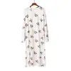 Bata Larga de Modal con Estampado de Panda para Mujer, Primavera y Verano, Delgada, Dibujos Animados, Cuello Redondo, Casual, Pijama Extendido
