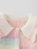 Conjunto de suéter para niña, nueva colección otoño 2026, suéter de punto de color degradado para niños y prenda exterior, linda falda tutú, conjunto de dos piezas