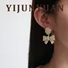 Nuevos Pendientes de Aro con Lazo Completamente Incrustados de Diamantes, Moda Europea y Americana Exquisita Personalizada, Lujo Ligero, Gama Alta, Pendientes Elegantes para un Look Moderno de Oficina