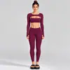 Dfyne Roupa de Yoga Manga Longa Transfronteiriça Tops Esportivos de Secagem Rápida Roupa Fitness Roupa Esportiva para Treinamento de Corrida Terno Feminino