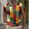 Estación independiente transfronteriza europea y americana patrón digital 3D para hombre cuello de solapa manga corta casual tendencia superventas POLO jersey