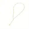 Collar de Acero Inoxidable con Colgante de Corazón Hueco y Letra Transfronterizo Europeo y Americano Cadena Versátil de Clavícula de Moda Cadena de Perlas Exquisita para Mujer
