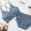 Conjunto Tubinho Respirável de Renda com Bojo Peça Única Sem Aro Confortável Lindo Costas Envoltas Roupa Íntima Feminina com Grande Decote nas Costas