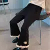 Pantalones Acampanados Lisos Versátiles Estilo Coreano para Bebés Niñas, Temporada de Primavera y Otoño, Pantalones Casuales Finos de Moda y Tendencia para Niños Pequeños