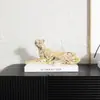 Artesanato de Resina Galvanizada de Luxo Leve, Estatueta de Animal Leopardo Dinheiro, Decoração de Mesa para Sala de Estar, Escritório, Gabinete de TV
