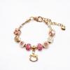 Pulsera de cuentas de margaritas con diamantes huecos, estilo primavera y verano, estilo niña dulce y fresco, color rosa