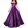 Vestido de Comercio Exterior de Amazon 2026 Nuevo Estilo Hombros Descubiertos Vestido de Gala Vestido de Noche Línea A Mujer Largo Lentejuelas Formal