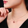 Collar con Colgante de Diamante con Forma de Huevo Chapado en Oro Rosa, Cadena para Clavícula, Colgante de Gema Sintética de Color, Colgante de Diamante Rojo de Celebridad
