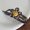 Versão Coreana Presilha de Garra com Estampa de Leopardo e Rosto Sorridente de Alta Qualidade, Presilha Tubarão para Coque de Cabelo de Tamanho Médio com Girassol, Presilha de Garra Elegante para Rabo de Cavalo