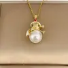 Collar de Micro Muñeco de Nieve con Esmalte, Árbol de Navidad y Papá Noel Nuevo Transfronterizo Europeo y Americano, Cadena para Clavícula de Otoño e Invierno para Niñas
