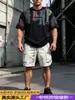 Comercio Exterior Transfronterizo Estilo Hip Hop Americano Pesado Talla Grande Camiseta de Manga Corta para Hombre Letra Grande Media Manga Top Versátil Ropa de Hombre