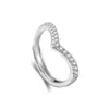 Anillo Abierto Ajustable en Forma de V con Circonita Incrustada de Diamante Personalizado de Moda Transfronteriza para Mujer