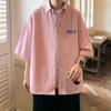 Camisas Casuais Esportivas Finas de Manga Curta para Homens Estilo Hong Kong Estilo Japonês Camisas e Jaquetas de Manga Meia para Meninos Modernos