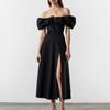 2026 Ropa de Verano Nueva para Mujer Estilo Resort Europeo y Americano Vestido Francés Elegante y Sexy de Un Hombro Largo con Abertura