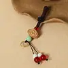 Chaveiro de Carro Pingente Flor de Ameixeira Madeira de Pêssego Cordão Semi-Acabado Tecido à Mão Fivela Viva Acessórios Argola Aberta Pregos de Chifre