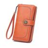 Ventas Directas de Fábrica Nueva Cartera para Mujer Retro Cuero Cera de Aceite Corte Largo Cartera Multifuncional Gran Capacidad Bolsa para Teléfono Móvil