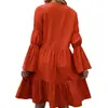 Vestido de Primavera Estilo Bohemio Innovador Independiente Estilo Europeo y Americano con Volantes Holgado de Color Sólido para Mujer