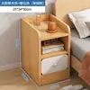 Mesita de noche ultradelgada, simple y moderna, pequeño estante de almacenamiento para mesita de noche, uso en dormitorio y hogar, estilo crema simple, armario de hueco para mesita de noche