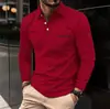 2026 Camisa Polo Masculina Outono/Inverno Novo Estilo Transfronteiriço Manga Longa Casual Bolso Cor Sólida Top Versátil