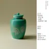 Ino Kiyomatsu Bihu Verde Color Plata Hierba de Junco Cerámica Recipiente para Té Mini Pequeño Tarro de Almacenamiento de Té Nuevo Estilo Chino Recipiente de Almacenamiento a Prueba de Humedad