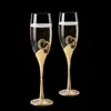 Copos de Vinho Tinto de Haste Alta de Vidro de Cristal Copos de Champanhe Conjunto de 2 Copos de Champanhe Criativos em Forma de Coração para Casa Em Estoque Atacado