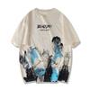 Camiseta de Algodón de Manga Corta de Corte Holgado 230 Exclusiva Transfronteriza para Hombre, Patrón Cuadrado de Marca de Moda, Estilo Europeo y Americano, Transpirable y que Absorbe la Humedad