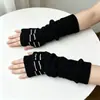 Nuevos calentadores de brazos de punto de lana cálidos para mujer de otoño e invierno, de medio dedo y dedo largo sin dedos, color liso, jacquard, moda