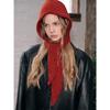 Chapéu Cachecol Vermelho de Natal e Ano Novo Integrado Outono Inverno Cadarço Chapéu de Tricô Balaclava Chapéu de Lã Proteção Quente para Orelhas
