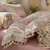 Juego de cuatro piezas de encaje bordado estilo francés de algodón 100% grado A para maternidad e infantil, sábana bajera de algodón puro estilo princesa de Instagram, sábana encimera, funda de edredón, juego de tres piezas para dormitorio