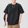 Camiseta de Manga Corta Empalmada Verano Nuevo Estilo Japonés para Hombre Holgada Casual de Marca de Moda Tops para Hombre de Gama Alta Cuello Redondo