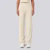 Nuevos pantalones anchos casuales de cintura alta, de color liso, doble cara, de nailon cepillado, para deportes, correr, fitness y yoga